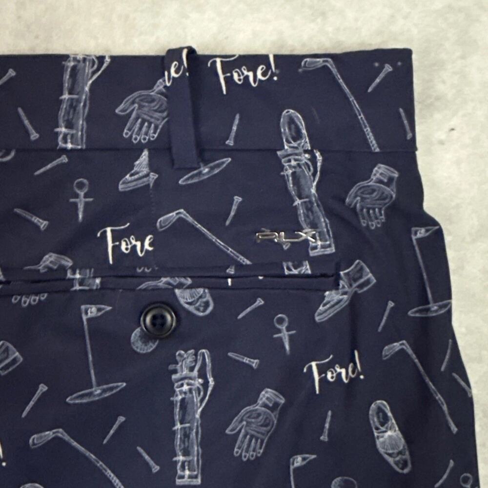 RLX Ralph Lauren Golf Shorts Mens 38 Navy Fore Print 9 Inch Performance Stretch - Picture 8 of 11